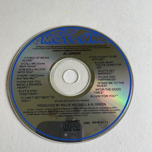 Motown Other - Al Green Compact Disc CD Motown Soul Music Album Compilation 1984